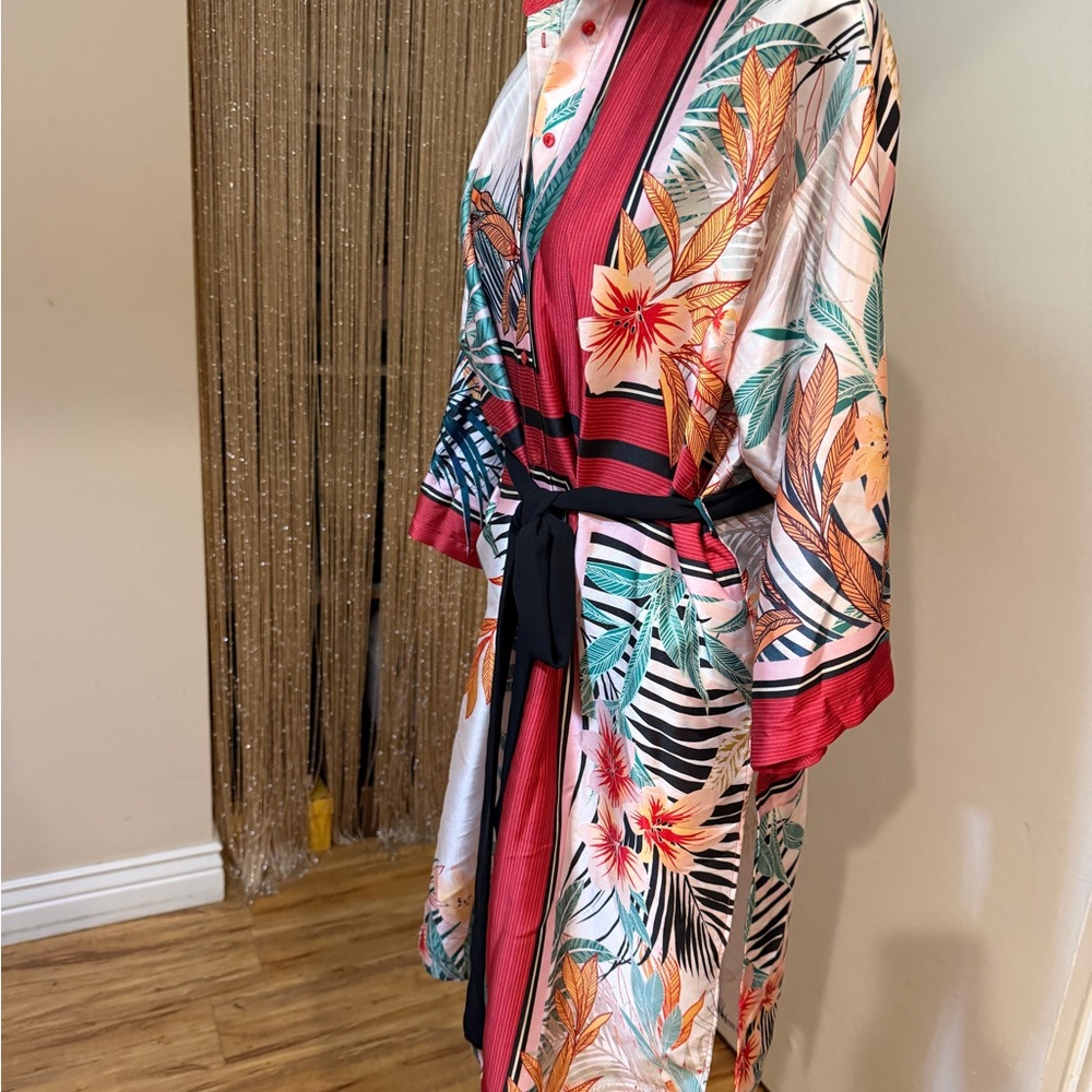 Zara Multicolor Tropical Print Women's Robe - Picture 5 of 7